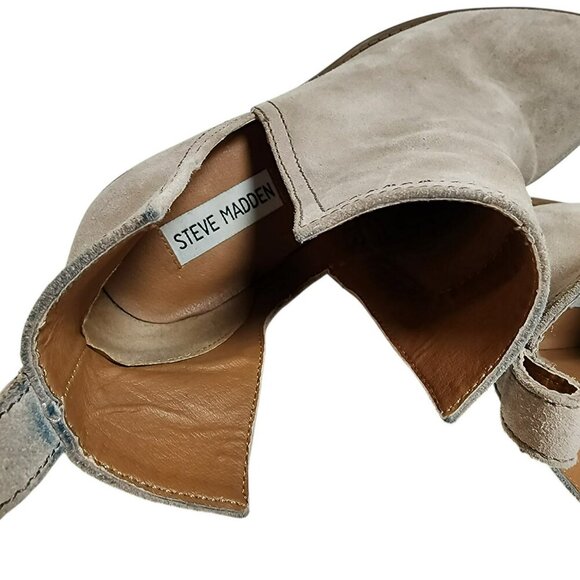 Steve Madden Sharini Taupe Suede‎ Cutout Booties 9M 3” Block Heel Ankle Boots - Picture 7 of 11